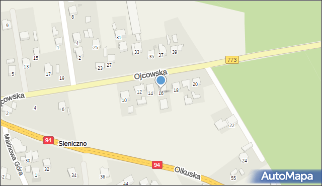 Sieniczno, Ojcowska, 16, mapa Sieniczno