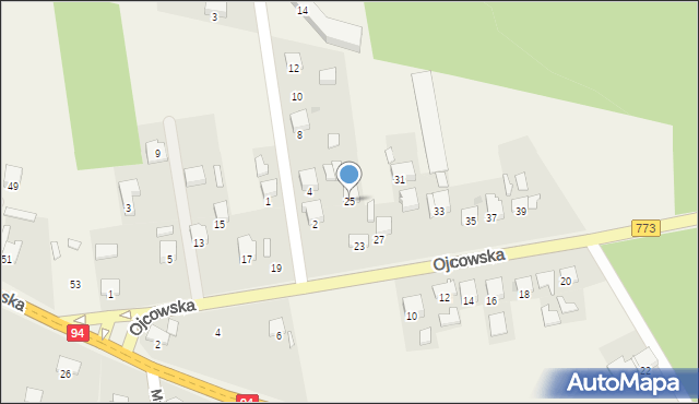 Sieniczno, Ojcowska, 25, mapa Sieniczno