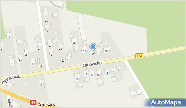 Sieniczno, Ojcowska, 35, mapa Sieniczno