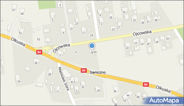 Sieniczno, Ojcowska, 6, mapa Sieniczno