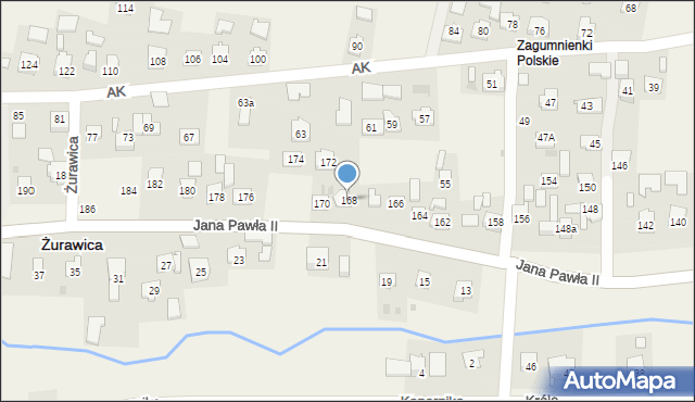 Żurawica, Ojca Świętego Jana Pawła II, 168, mapa Żurawica