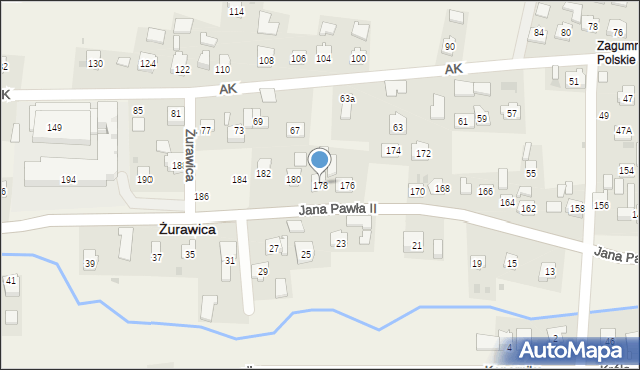 Żurawica, Ojca Świętego Jana Pawła II, 178, mapa Żurawica