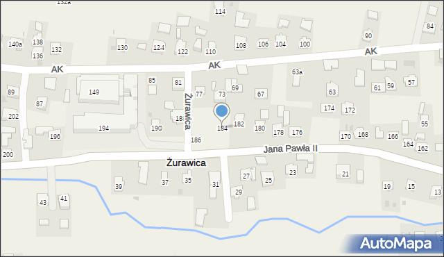 Żurawica, Ojca Świętego Jana Pawła II, 184, mapa Żurawica