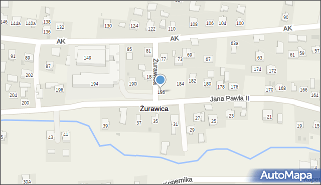 Żurawica, Ojca Świętego Jana Pawła II, 186, mapa Żurawica