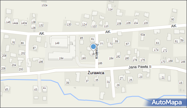 Żurawica, Ojca Świętego Jana Pawła II, 188, mapa Żurawica