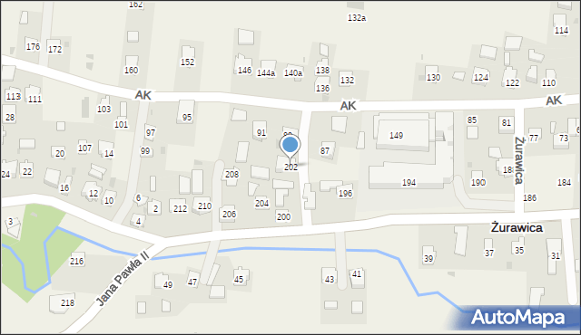 Żurawica, Ojca Świętego Jana Pawła II, 202, mapa Żurawica