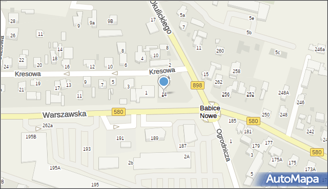 Babice Nowe, Okulickiego Leopolda, gen., 14, mapa Babice Nowe