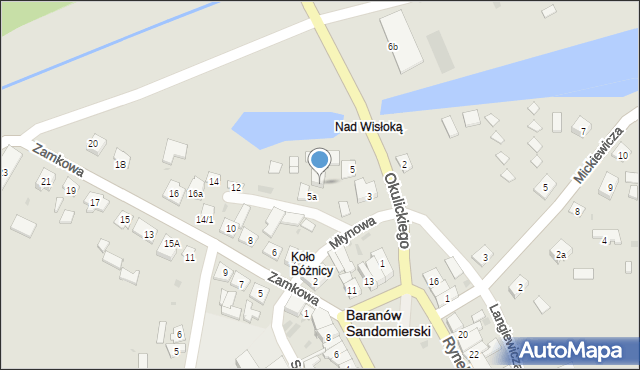 Baranów Sandomierski, Okulickiego Leopolda, gen., 7, mapa Baranów Sandomierski