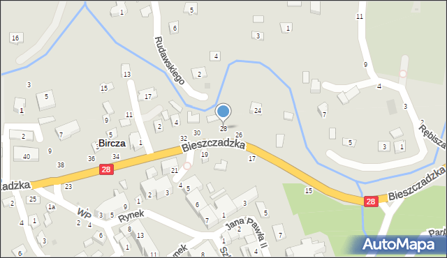 Bircza, Okońskiego, ks., 28, mapa Bircza