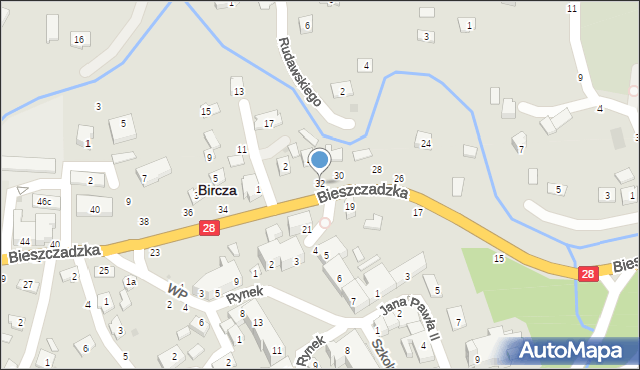 Bircza, Okońskiego, ks., 32, mapa Bircza