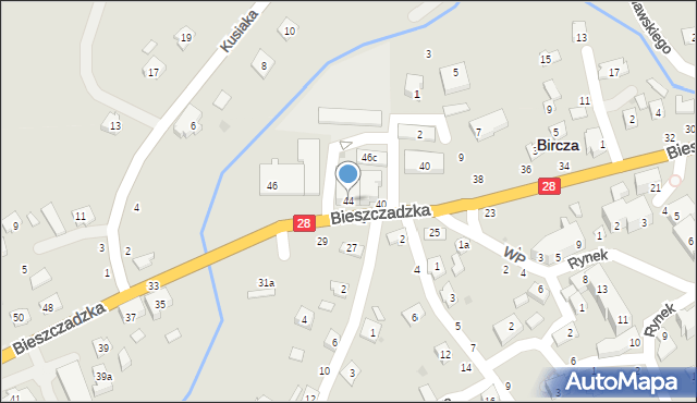 Bircza, Okońskiego, ks., 44, mapa Bircza