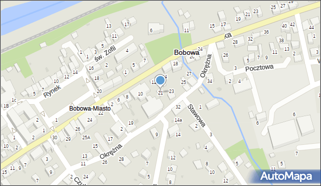 Bobowa, Okrężna, 21, mapa Bobowa