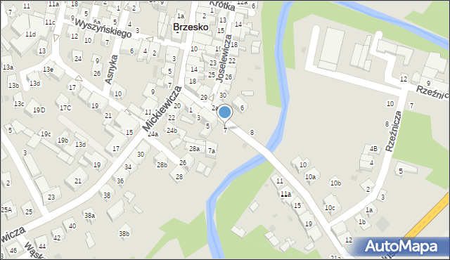 Brzesko, Okocimska, 7, mapa Brzesko