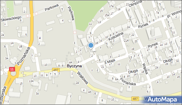 Byczyna, Okrężna, 1, mapa Byczyna