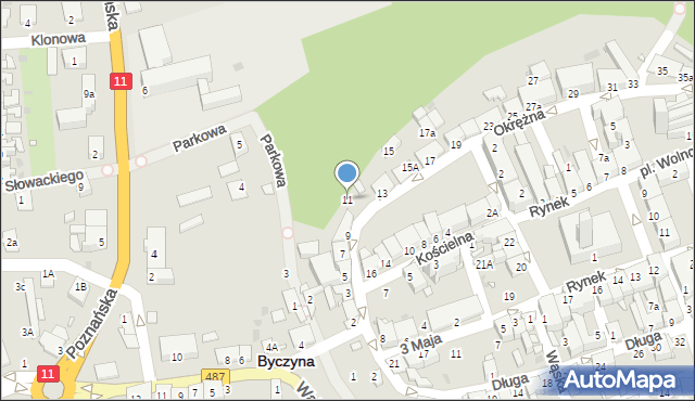 Byczyna, Okrężna, 11, mapa Byczyna