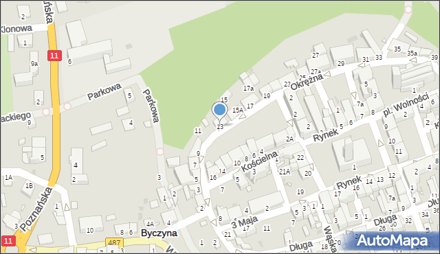 Byczyna, Okrężna, 13, mapa Byczyna