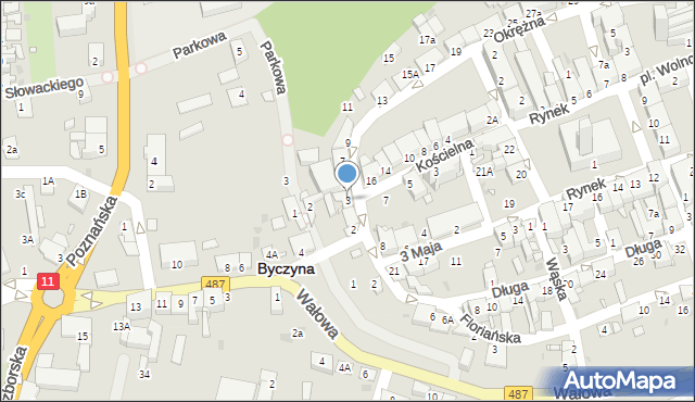 Byczyna, Okrężna, 3, mapa Byczyna