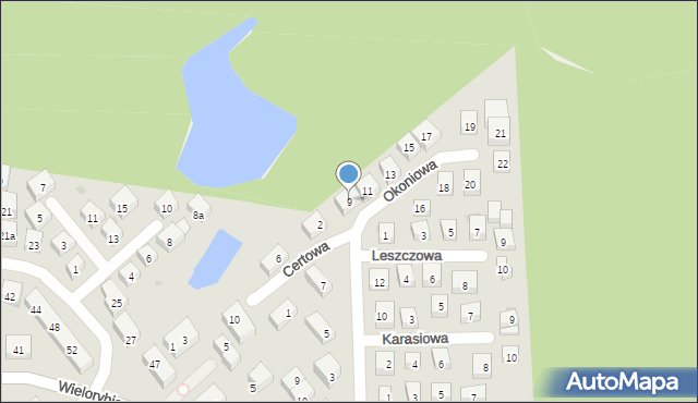 Bydgoszcz, Okoniowa, 9, mapa Bydgoszczy