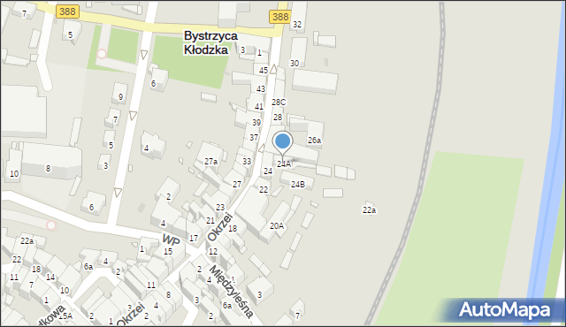 Bystrzyca Kłodzka, Okrzei Stefana, 24A, mapa Bystrzyca Kłodzka