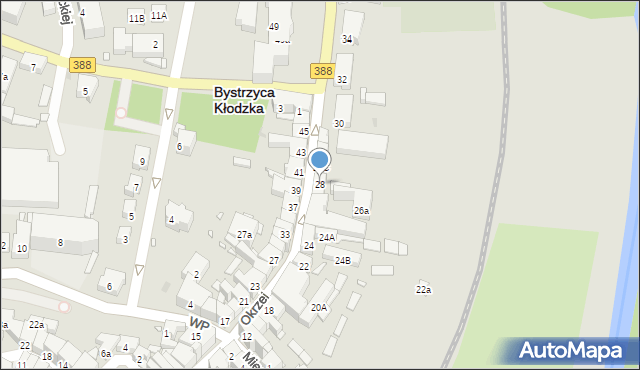 Bystrzyca Kłodzka, Okrzei Stefana, 28, mapa Bystrzyca Kłodzka