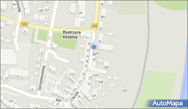 Bystrzyca Kłodzka, Okrzei Stefana, 28C, mapa Bystrzyca Kłodzka