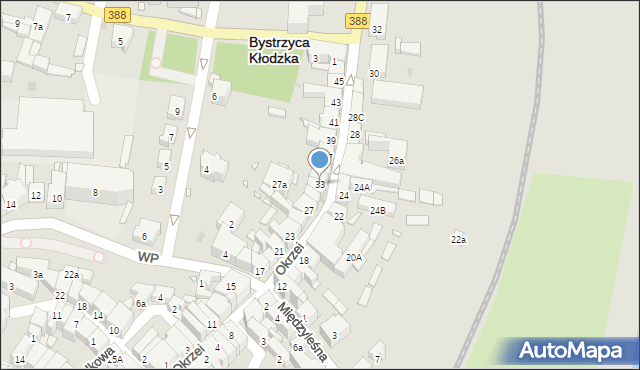 Bystrzyca Kłodzka, Okrzei Stefana, 33, mapa Bystrzyca Kłodzka