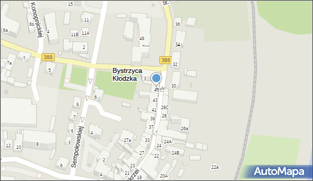 Bystrzyca Kłodzka, Okrzei Stefana, 45, mapa Bystrzyca Kłodzka