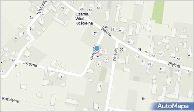 Czarna Wieś Kościelna, Okrężna, 1A, mapa Czarna Wieś Kościelna