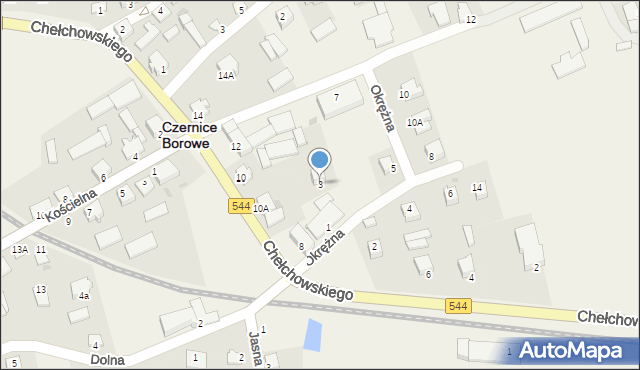 Czernice Borowe, Okrężna, 3, mapa Czernice Borowe