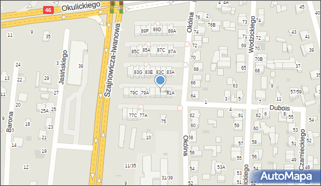 Częstochowa, Okólna, 81C, mapa Częstochowy