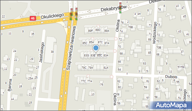 Częstochowa, Okólna, 83D, mapa Częstochowy