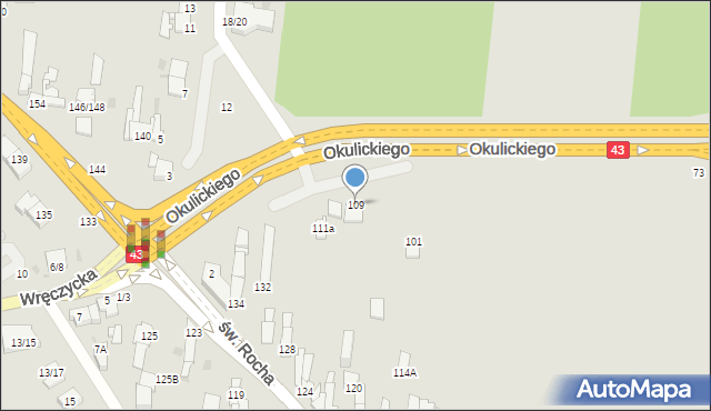 Częstochowa, Okulickiego Leopolda, gen., 109, mapa Częstochowy