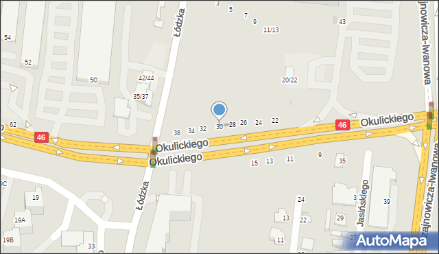 Częstochowa, Okulickiego Leopolda, gen., 30, mapa Częstochowy