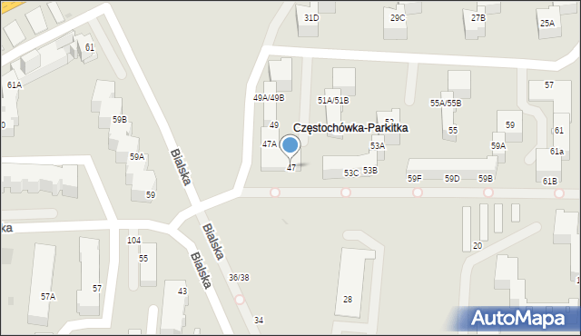 Częstochowa, Okulickiego Leopolda, gen., 47, mapa Częstochowy