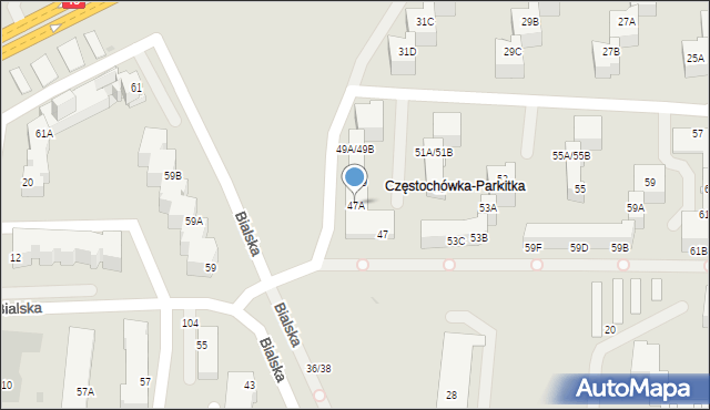 Częstochowa, Okulickiego Leopolda, gen., 47A, mapa Częstochowy