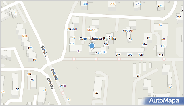 Częstochowa, Okulickiego Leopolda, gen., 53D, mapa Częstochowy