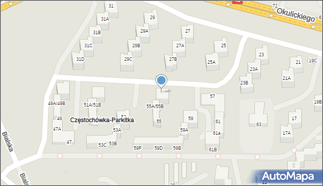 Częstochowa, Okulickiego Leopolda, gen., 55, mapa Częstochowy