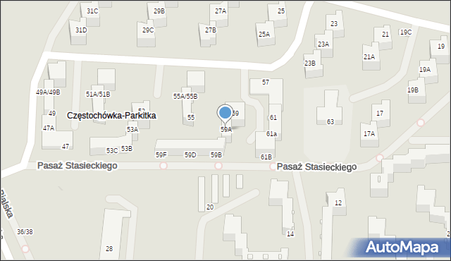 Częstochowa, Okulickiego Leopolda, gen., 59A, mapa Częstochowy