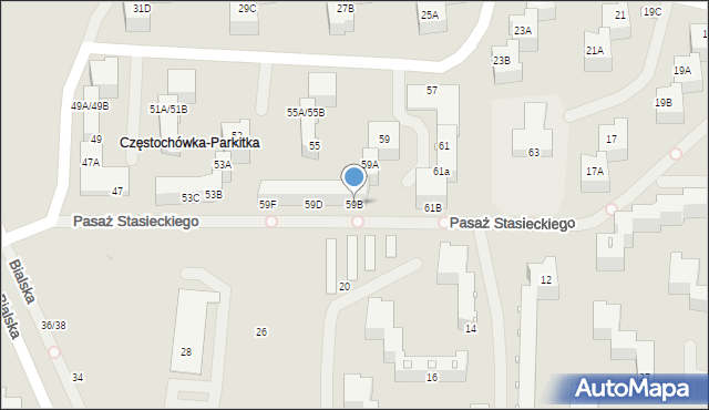 Częstochowa, Okulickiego Leopolda, gen., 59B, mapa Częstochowy