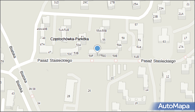 Częstochowa, Okulickiego Leopolda, gen., 59E, mapa Częstochowy