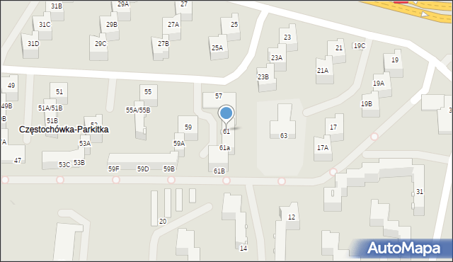 Częstochowa, Okulickiego Leopolda, gen., 61, mapa Częstochowy