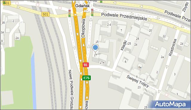 Gdańsk, Okopowa, 17, mapa Gdańska