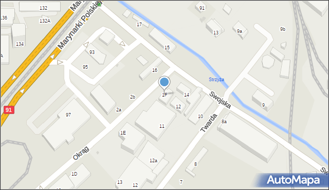 Gdańsk, Okrąg, 1F, mapa Gdańska