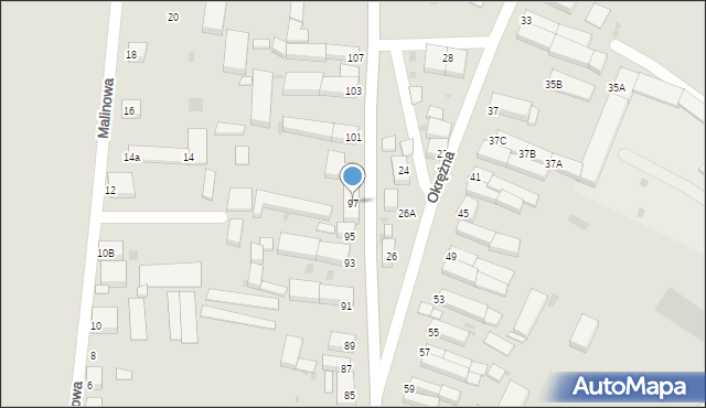 Głogów, Okrężna, 97, mapa Głogów