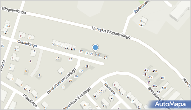 Głogów, Okulickiego Leopolda, gen., 23, mapa Głogów
