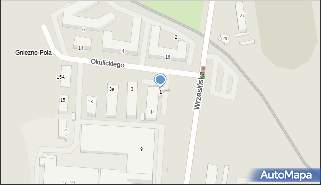 Gniezno, Okulickiego Leopolda, gen., 1, mapa Gniezna