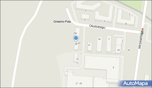 Gniezno, Okulickiego Leopolda, gen., 15, mapa Gniezna