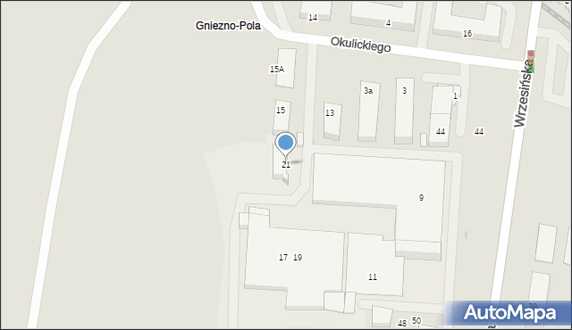 Gniezno, Okulickiego Leopolda, gen., 21, mapa Gniezna