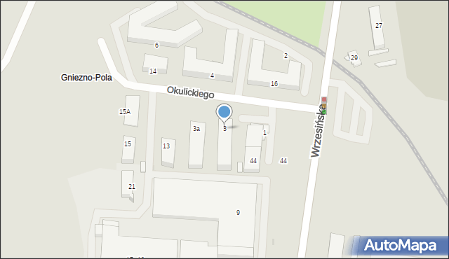 Gniezno, Okulickiego Leopolda, gen., 3, mapa Gniezna