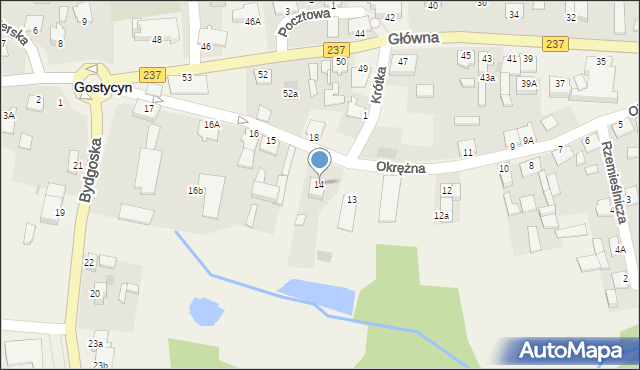 Gostycyn, Okrężna, 14, mapa Gostycyn